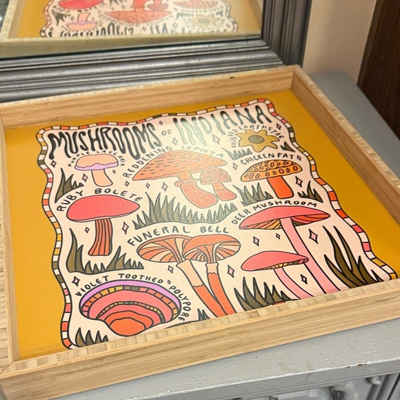 Mushrooms of Indiana by Doodle by Meg Framed Art Print Deny Designs Square Tray - Picture 7 of 7